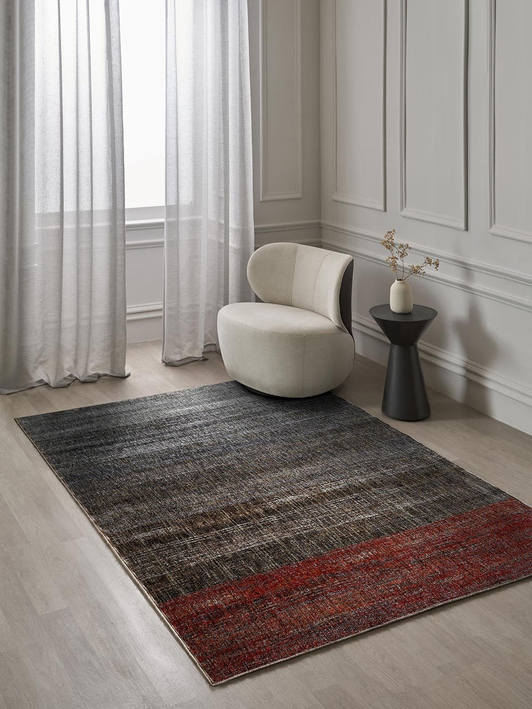 

DDecor Grey & Red Abstract Patterned Rectangular Floor Carpet