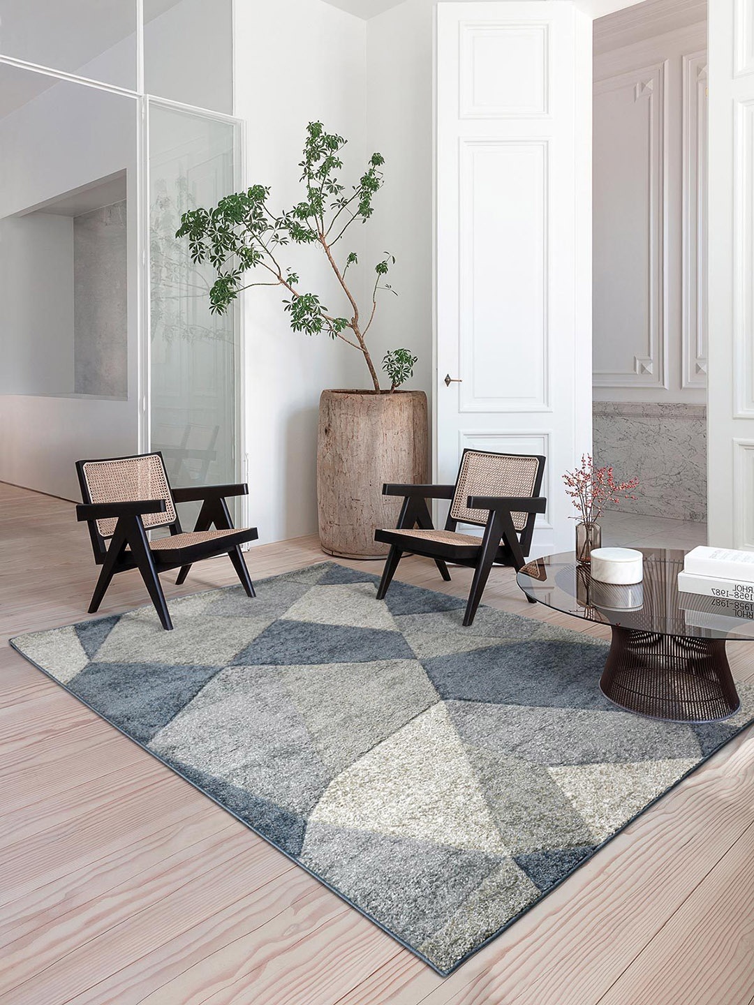 

DDecor Blue Geometric Design Rectangular Carpet