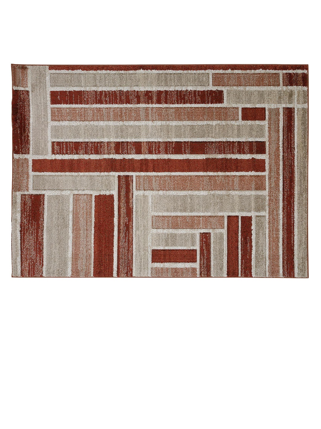 

DDecor Red & Beige Geometric Design Rectangular Carpet
