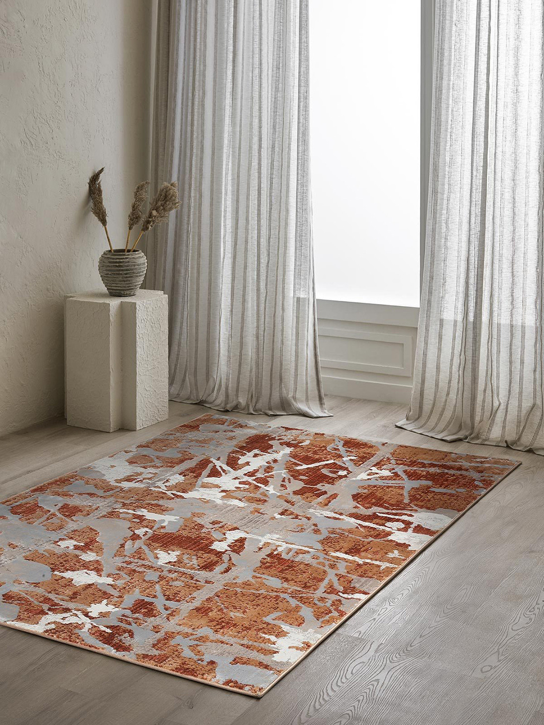 

DDecor Blue & Orange Abstract-Printed Carpet