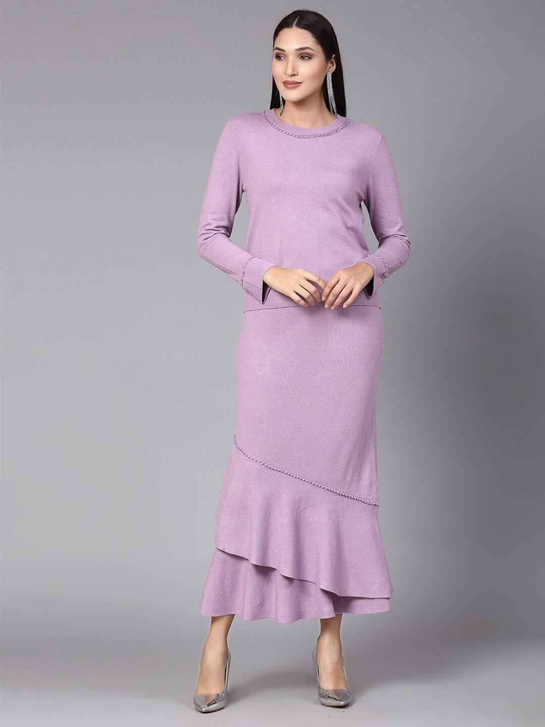 

Mafadeny Round Neck Top & Maxi Skirt, Mauve