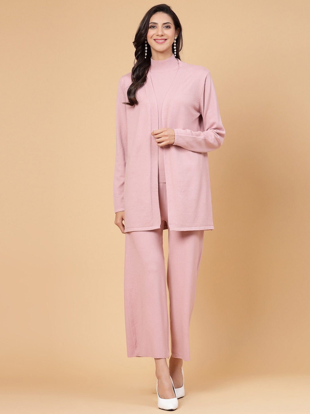 

Mafadeny Three- Piece Winter Wear Co-Ords, Peach