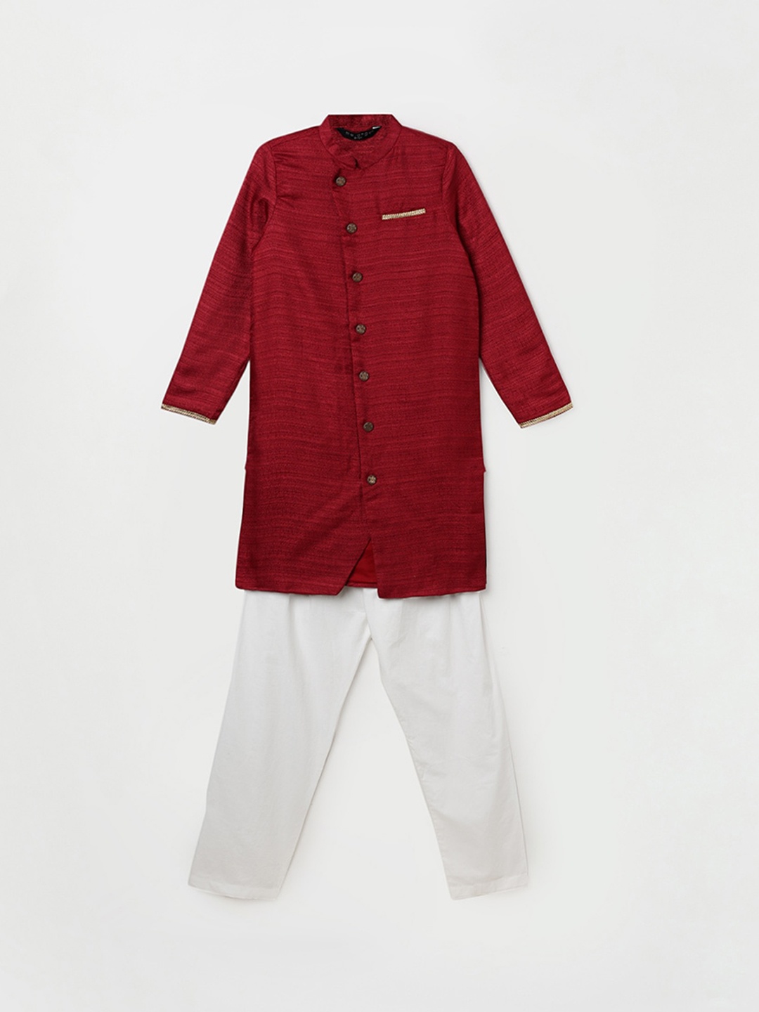 

Melange by Lifestyle Boys Pure Cotton Straight Kurta With Pyjama, Red