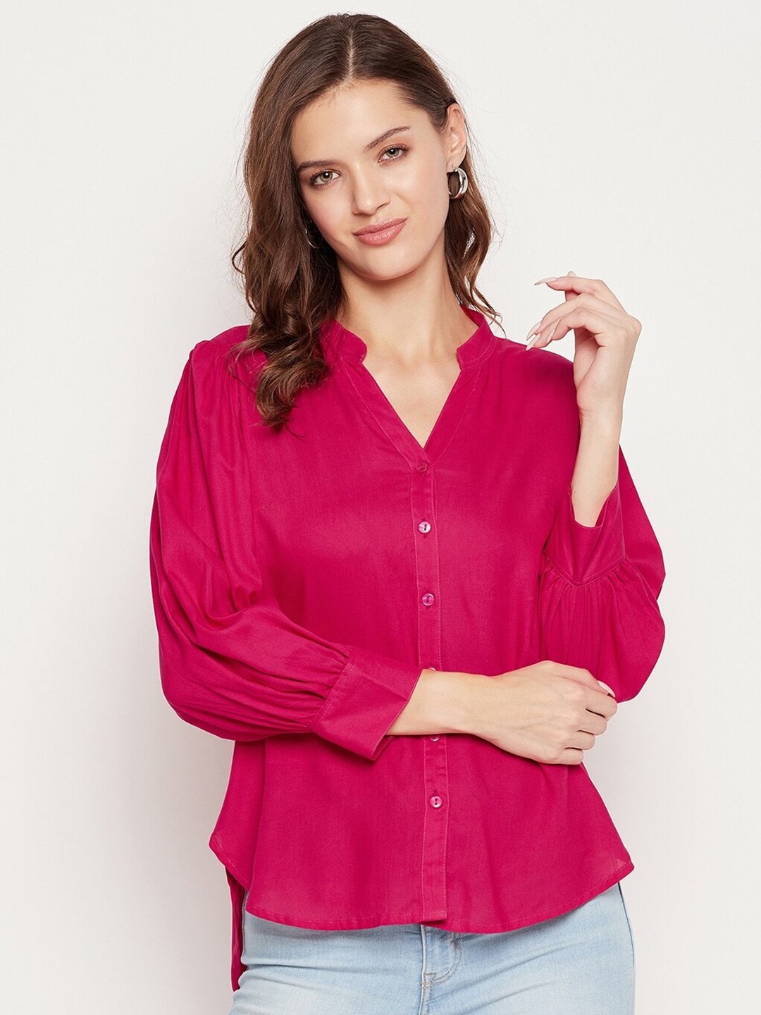

BAESD Women Classic Opaque Casual Shirt, Fuchsia