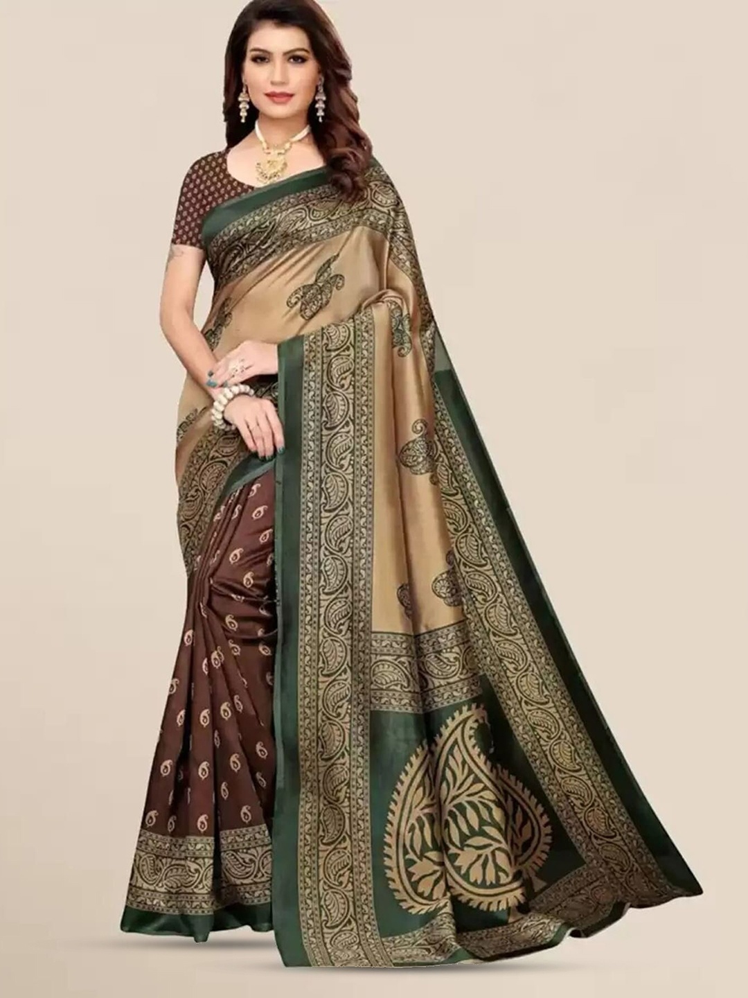 

Mitera Ethnic Motifs Printed Banarasi Saree, Purple