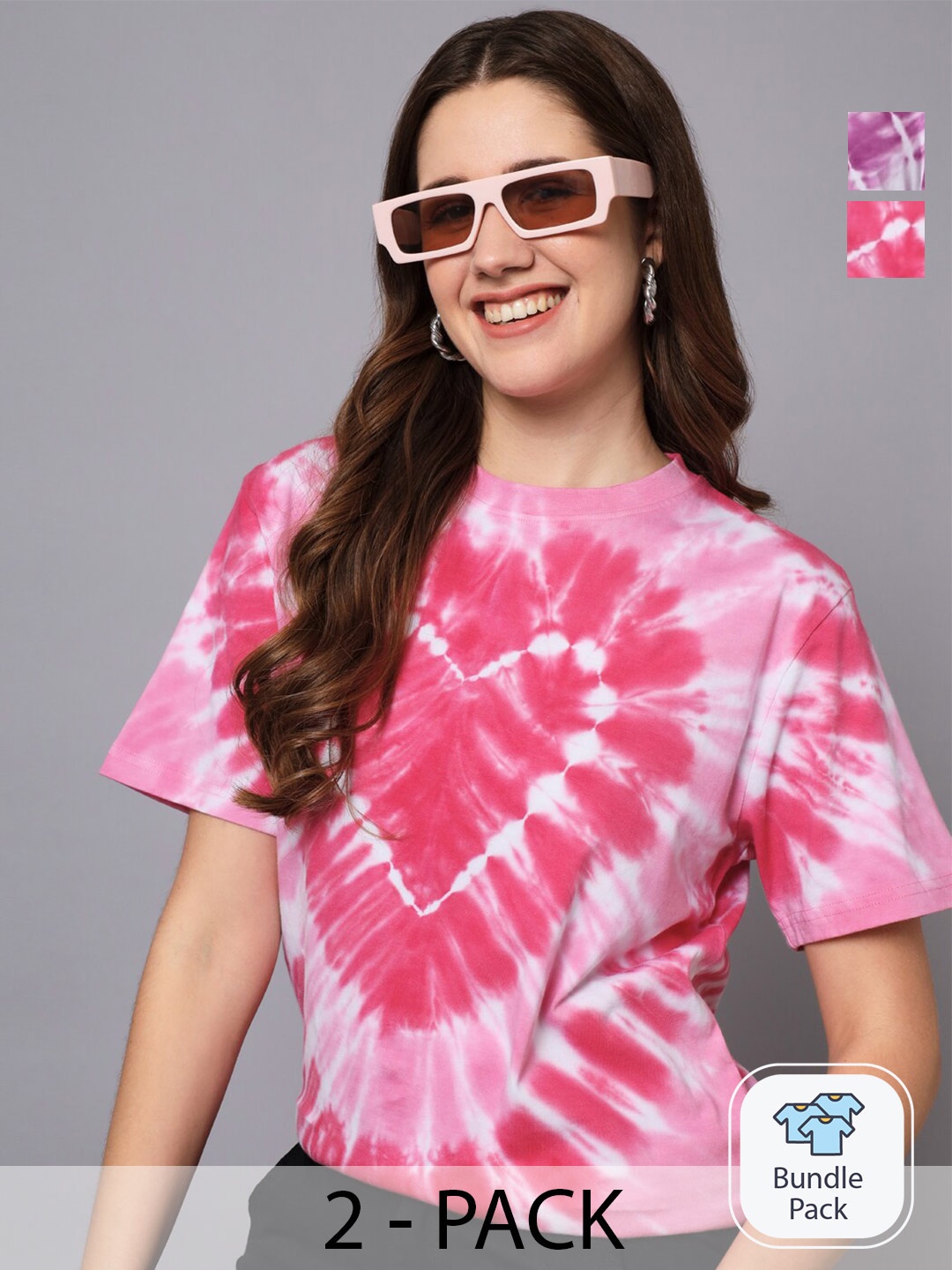 

The Dry State Pack Of 2 Tie & Dye Cotton T-Shirt, Pink