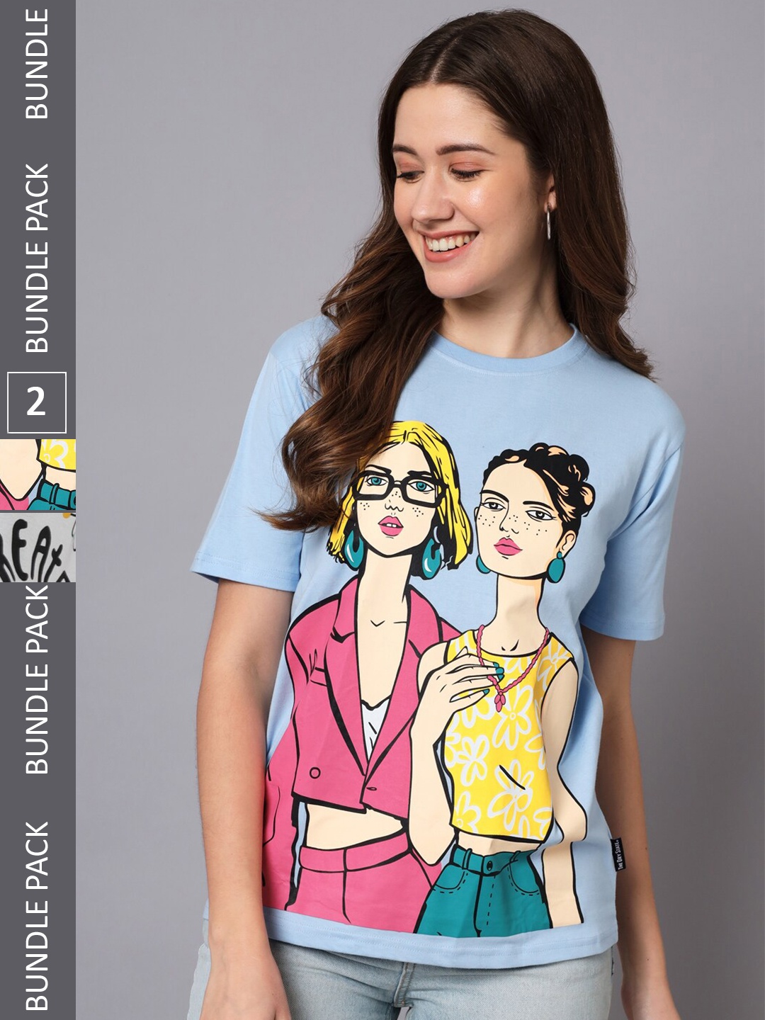 

The Dry State Pack Of 2 Graphic Printed Cotton T-Shirt, Blue