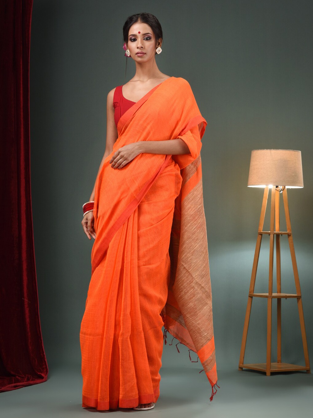 

Charukriti Ghicha Pallu Saree, Orange