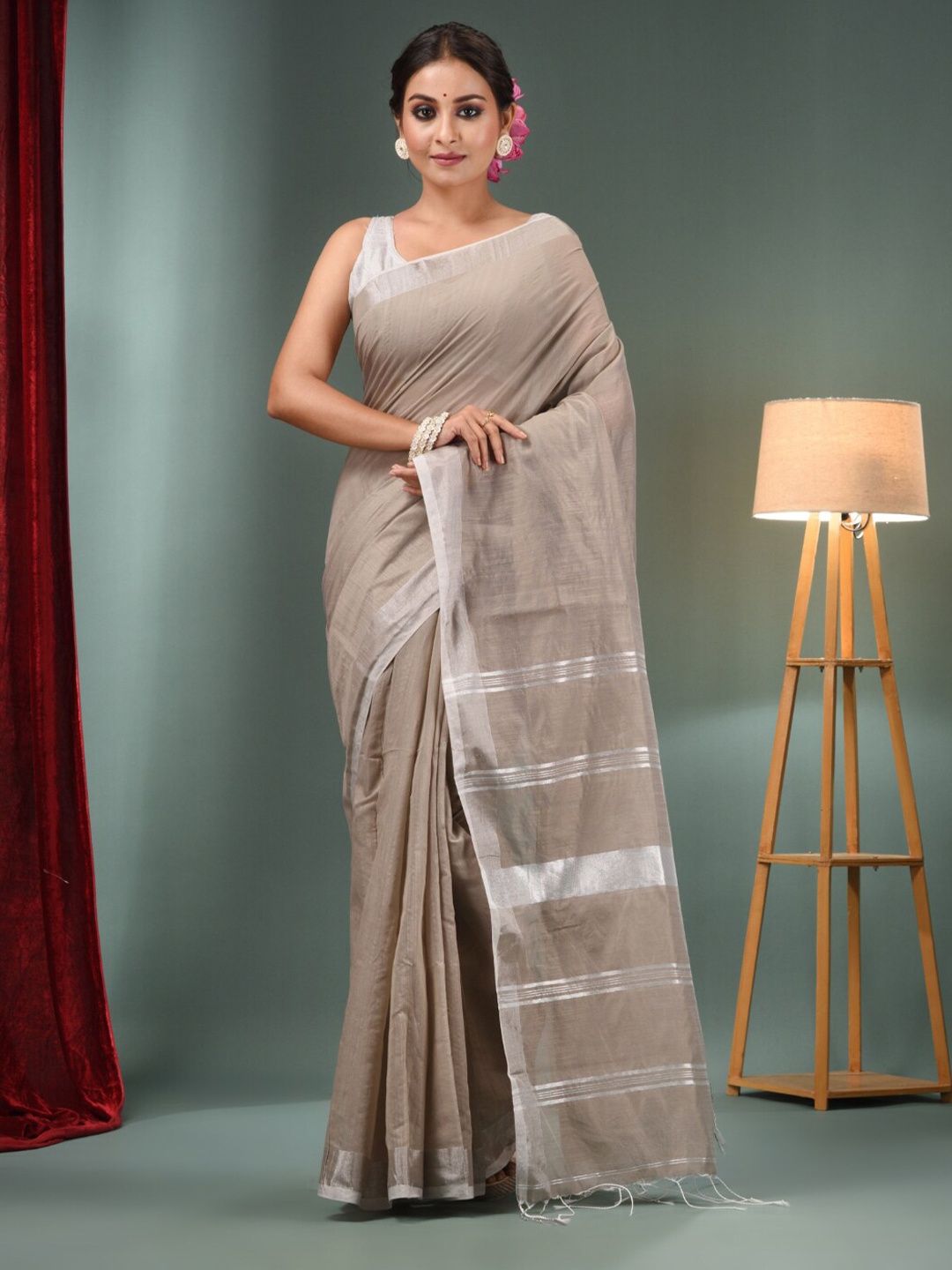 

Charukriti Saree With Zari Border, Beige
