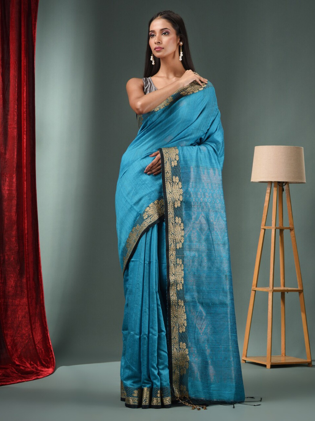 

Charukriti Ethnic Motifs Woven Design Zari Pure Silk Saree, Blue