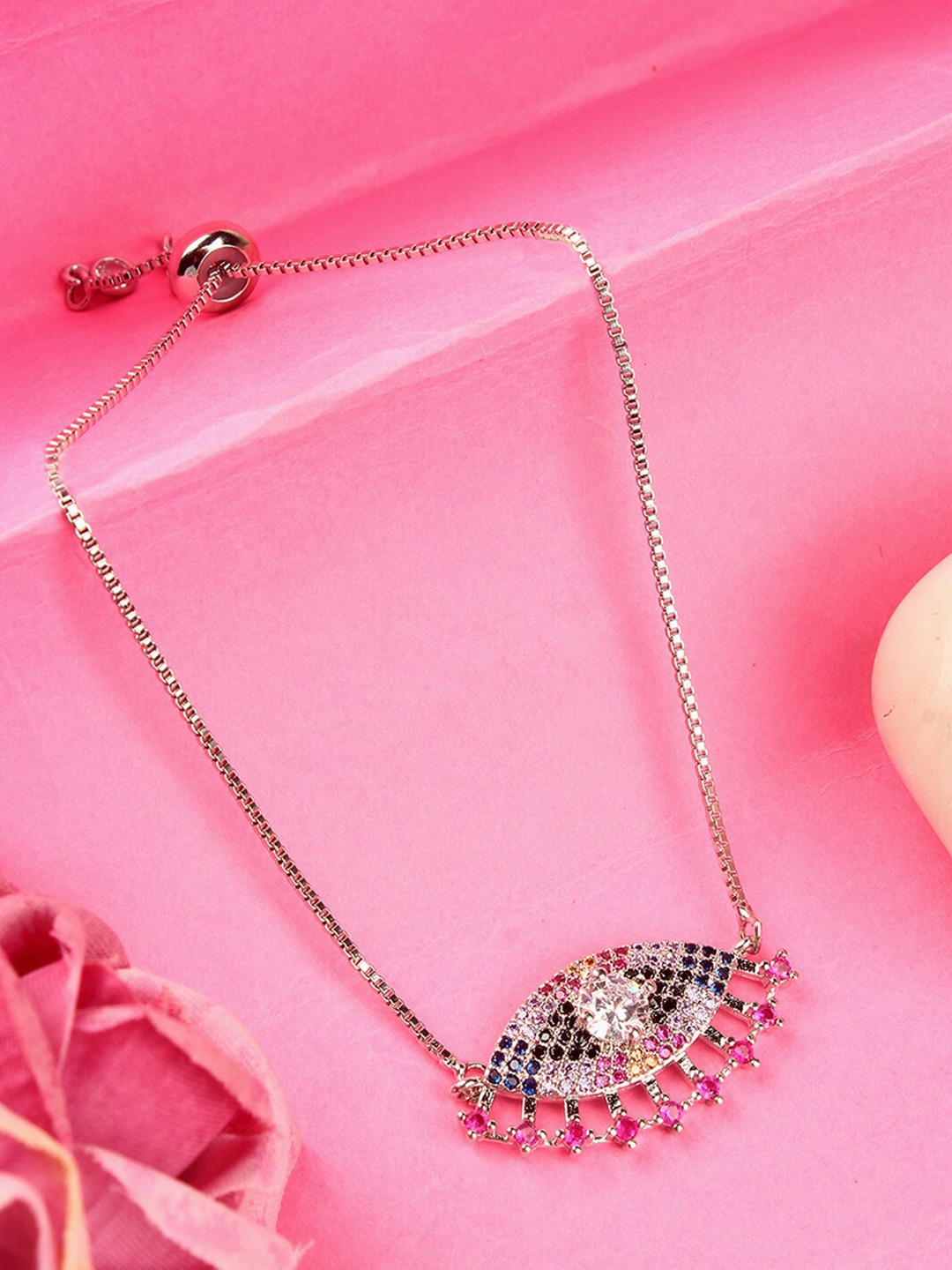 

Stylecast X KPOP Silver-Plated Stone Studded Charm Bracelet