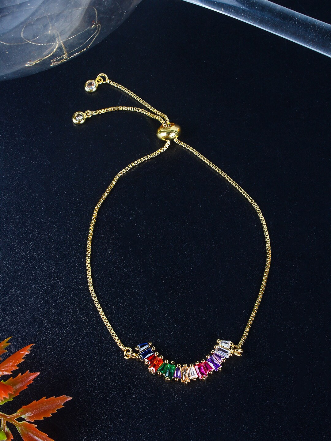 

Stylecast X KPOP Silver-Plated Stone Studded Charm Bracelet, Gold