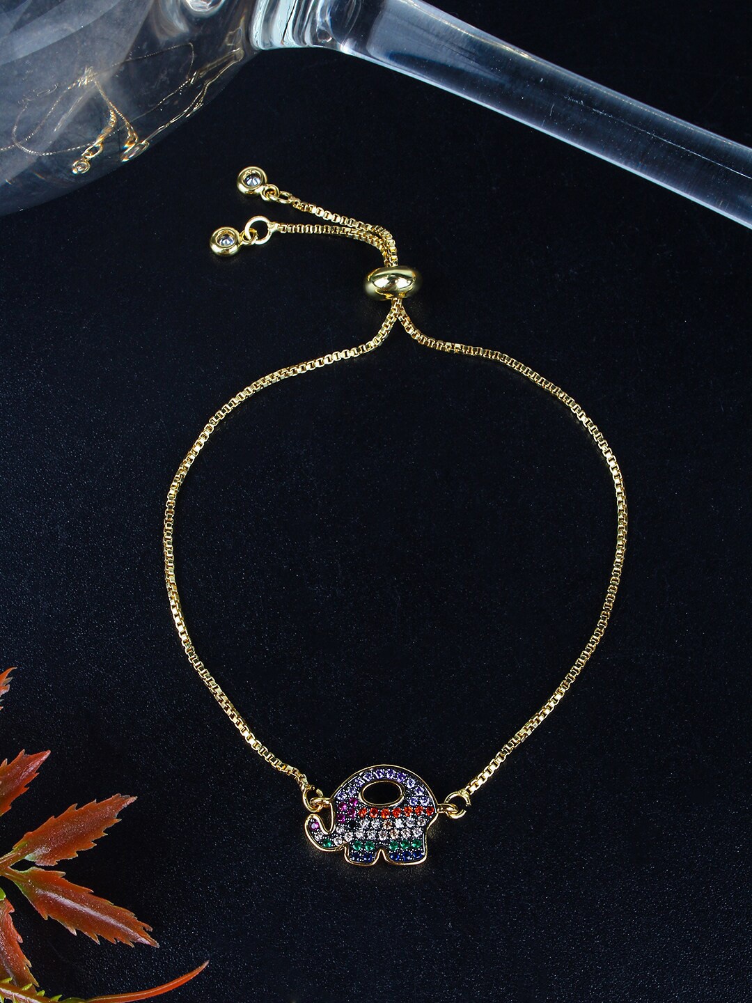 

Stylecast X KPOP Silver-Plated Stone Studded Charm Bracelet, Gold