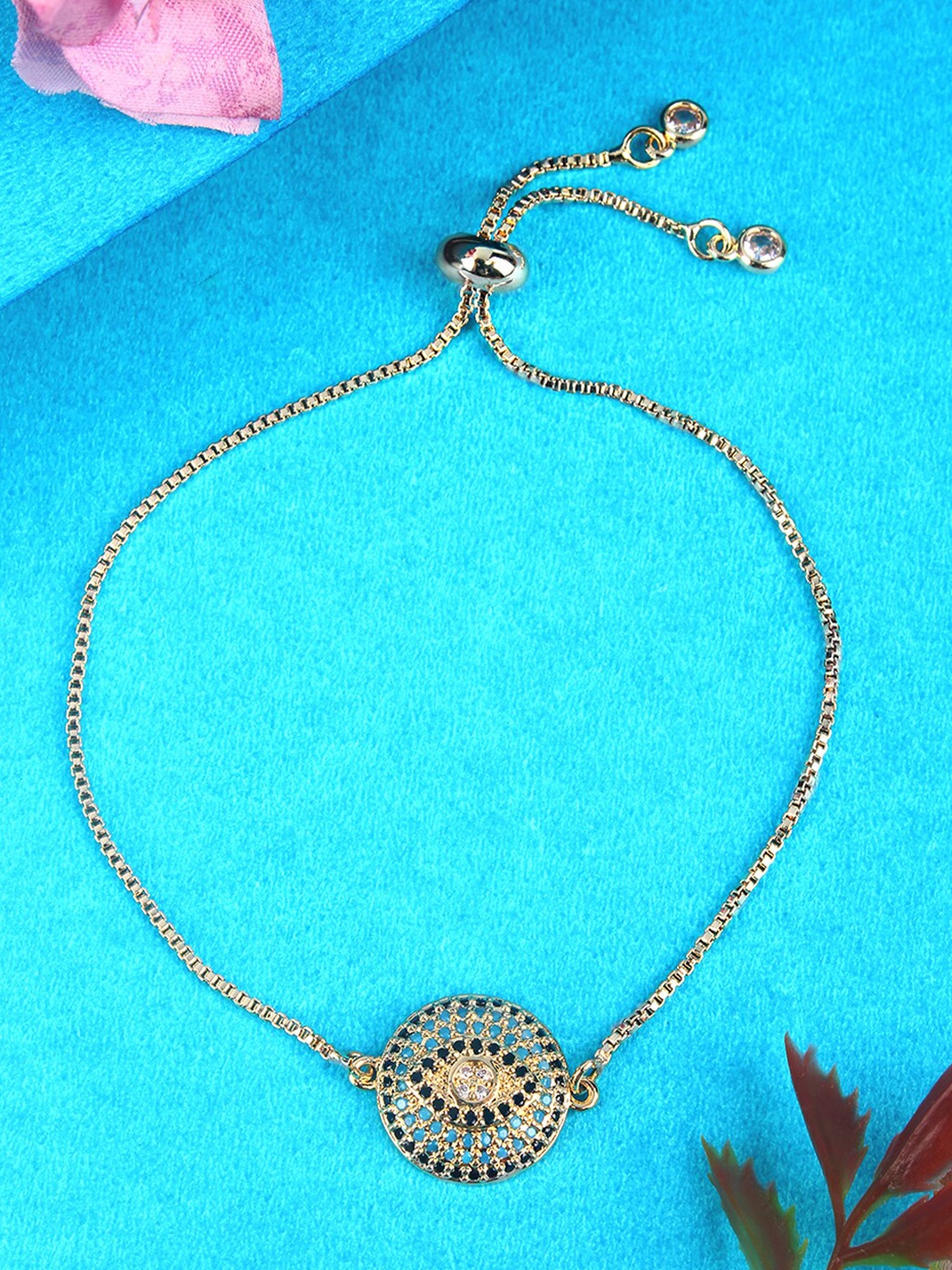 

Stylecast X KPOP Silver-Plated Stone Studded Charm Bracelet, Gold