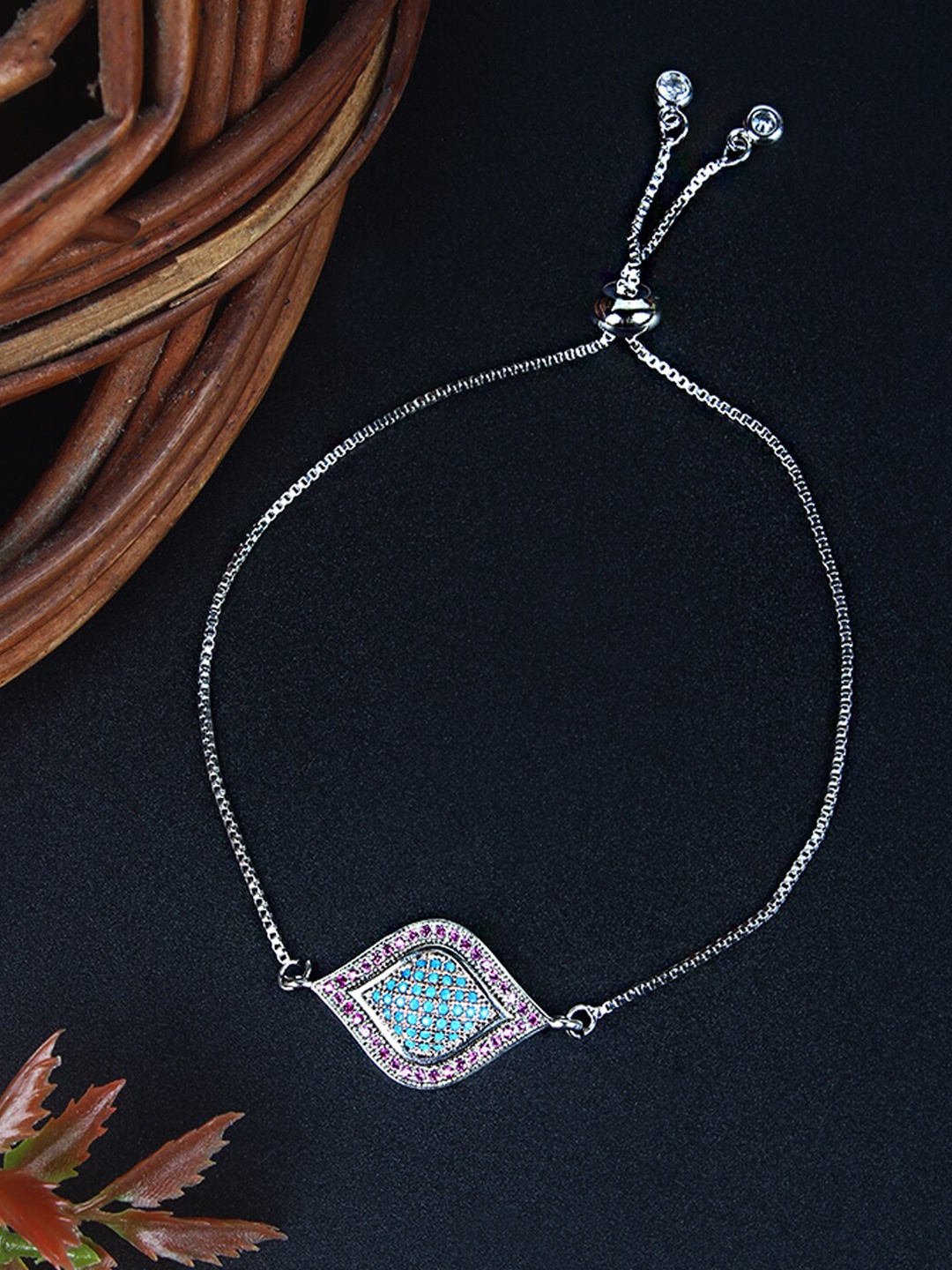 

Stylecast X KPOP Silver-Plated Stone Studded Charm Bracelet