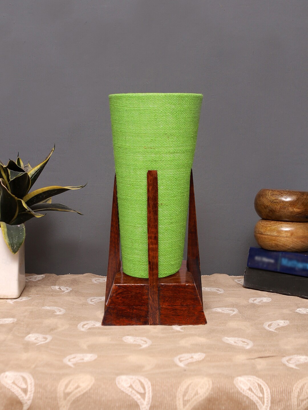 

Devansh Green & Brown Jute Conical Wooden Floor Lamp