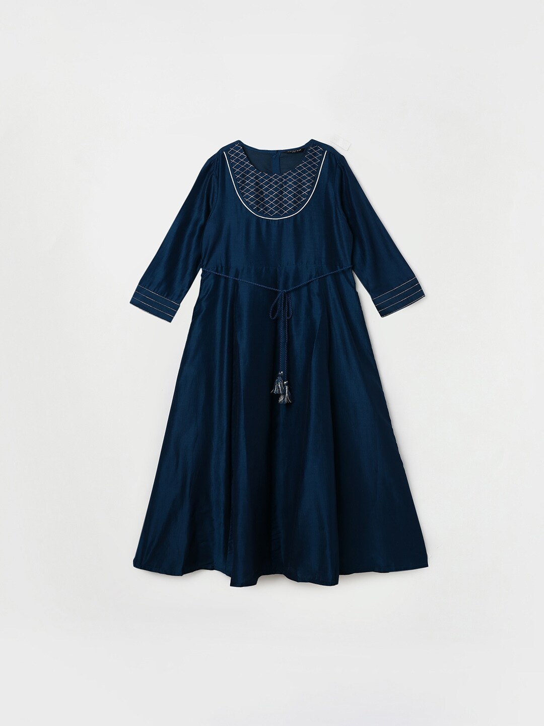 

Melange by Lifestyle Girls Round Neck Fit & Flare Dress, Navy blue