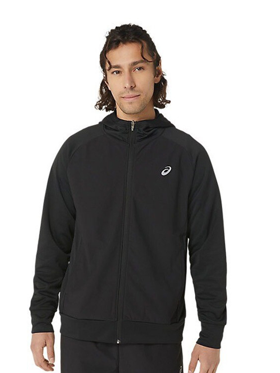 

ASICS Hooded Long Sleeves Front-Open Sweatshirt, Black