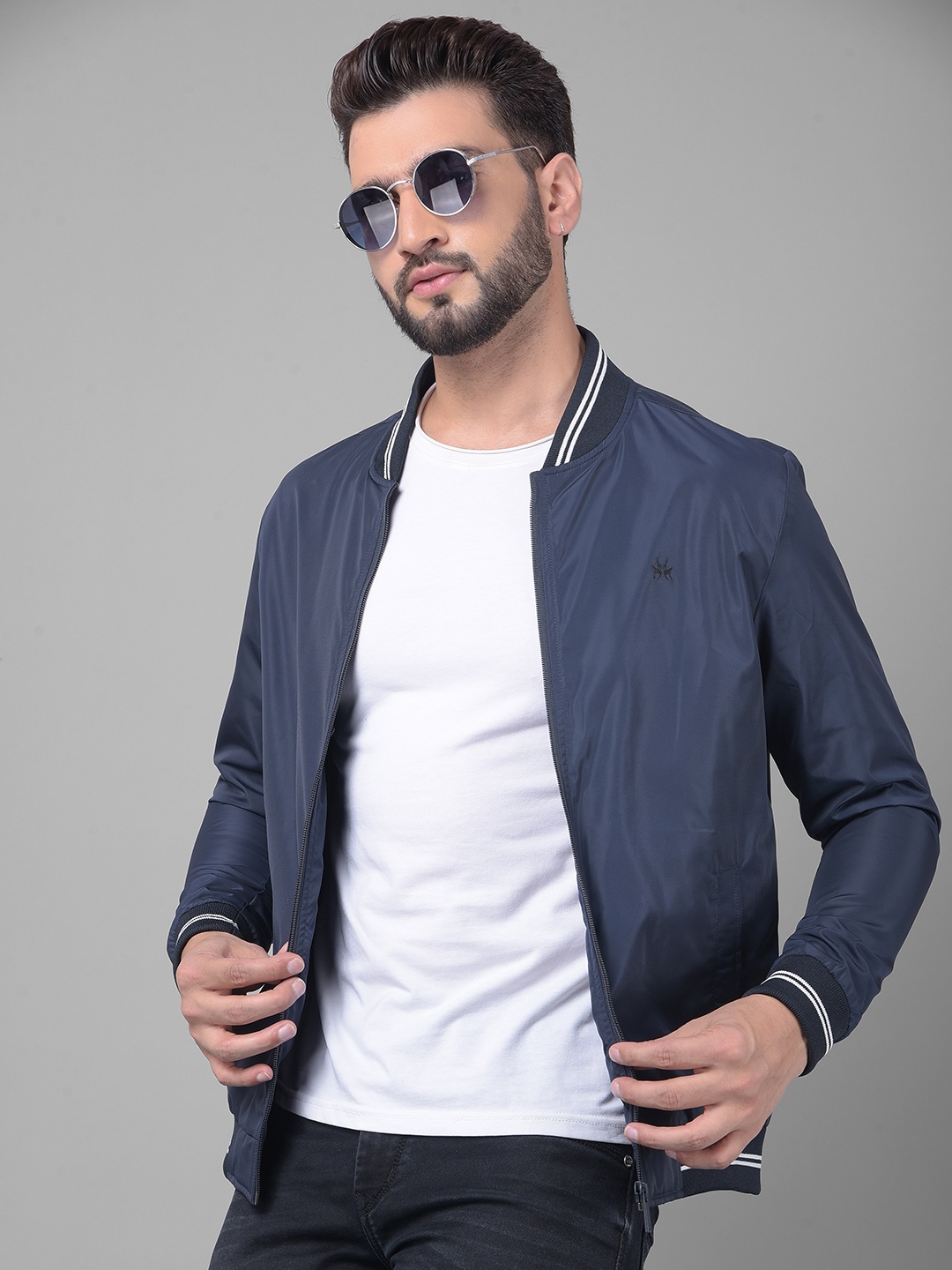 

Crimsoune Club Mock Collar Bomber Jacket, Navy blue