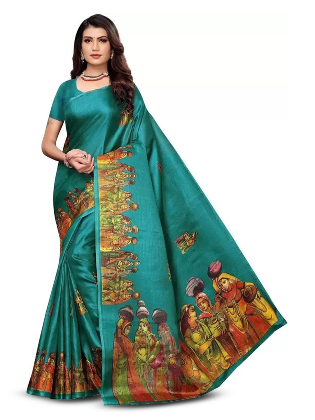 

Grubstaker Ethnic Motifs Printed Saree, Blue