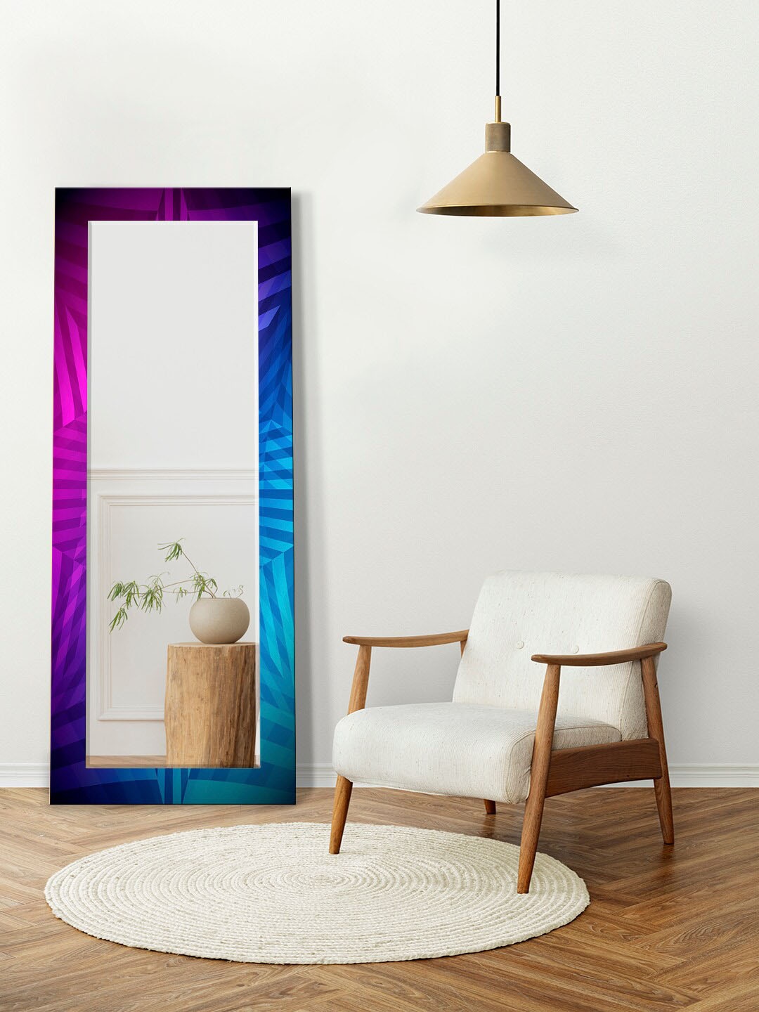 

999Store Blue & Pink Printed Rectangular Wall Mirrors