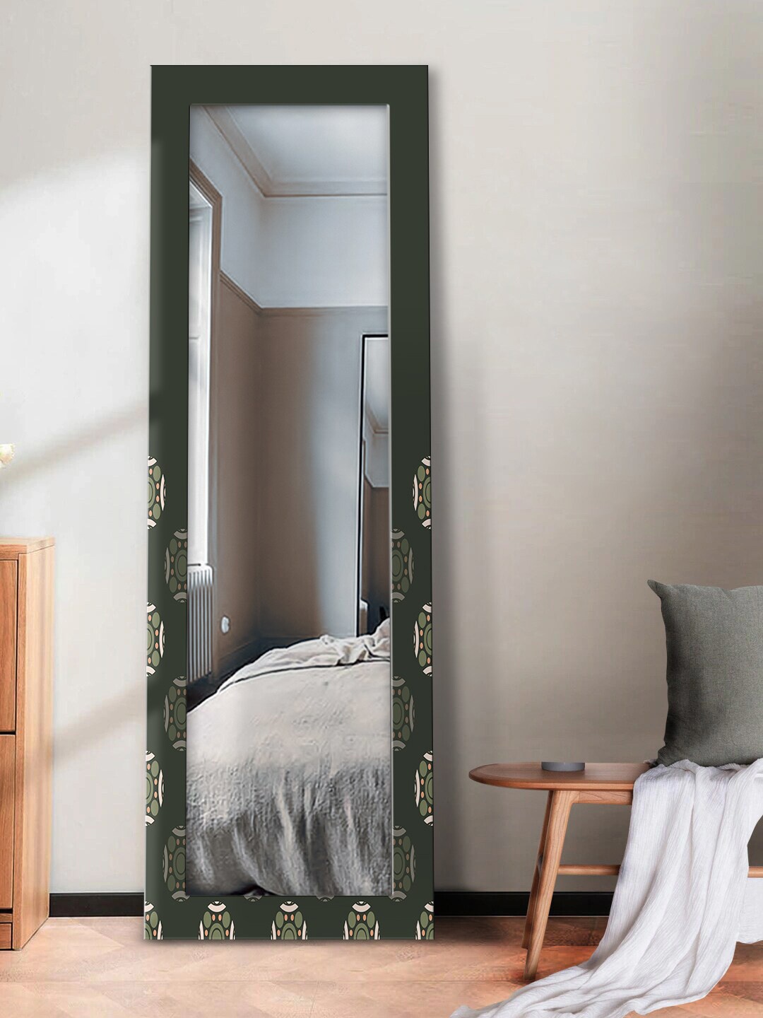 

999Store Green Printed Wall Mirror