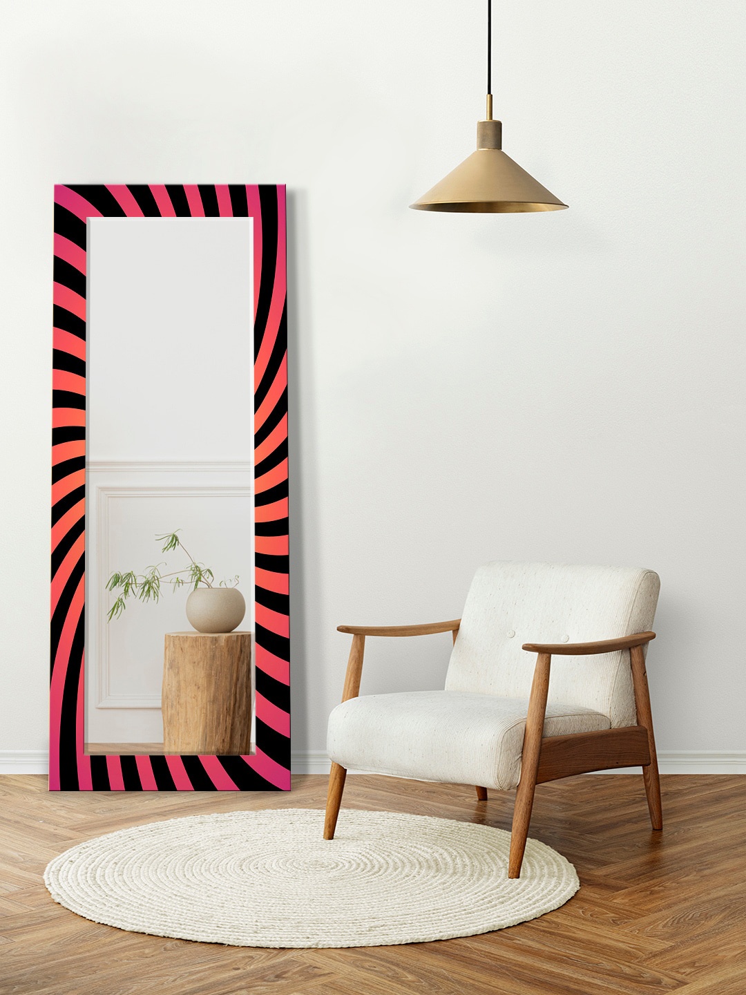 

999Store Red & Black Printed Wall Mirror