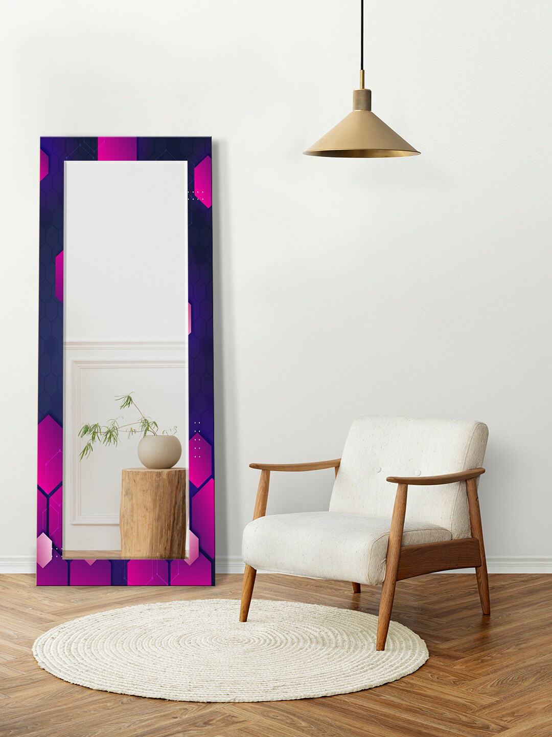 

999Store Blue & Purple Printed Wall Mirror