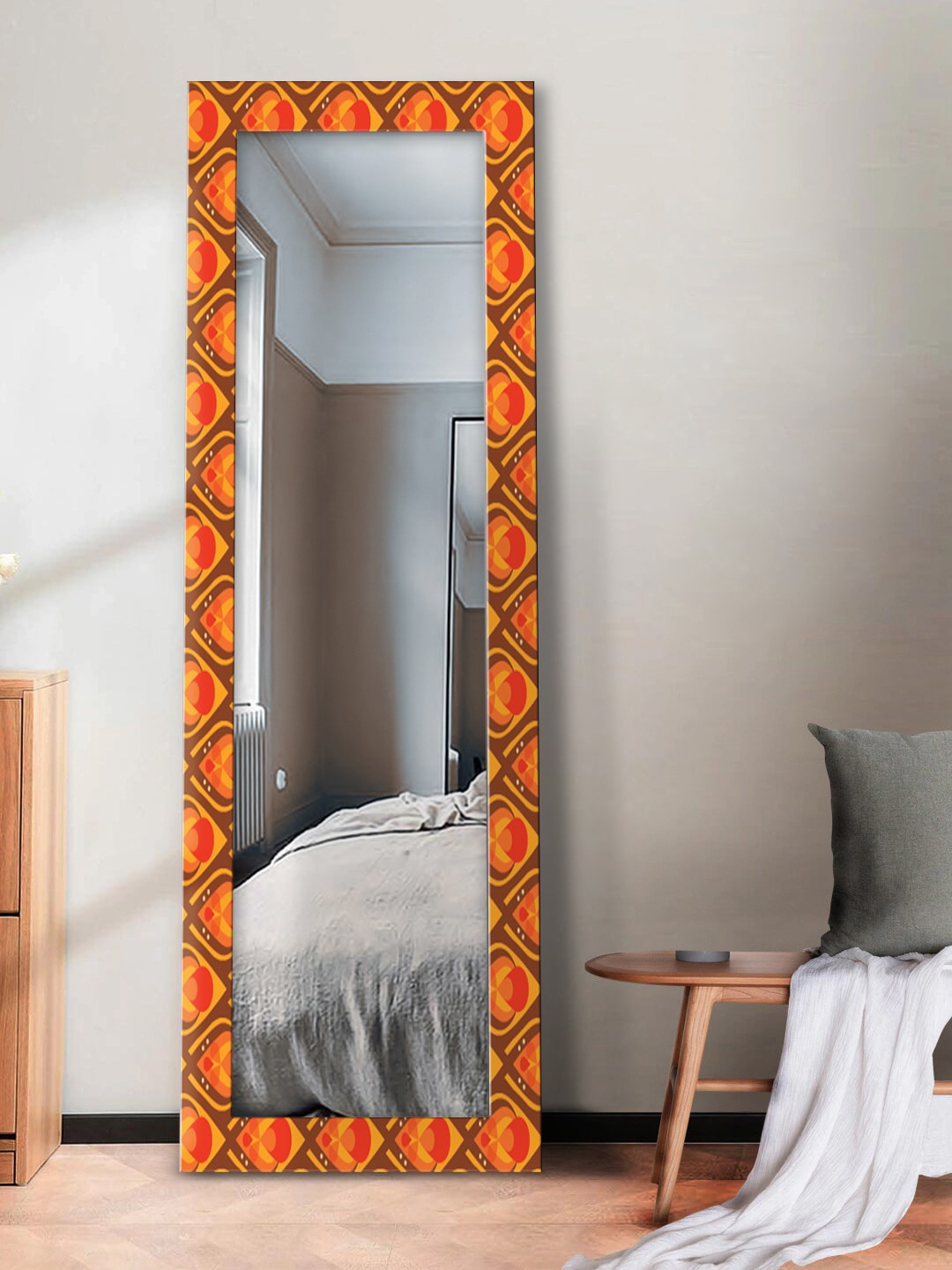 

999Store Brown Printed Wall Mirror