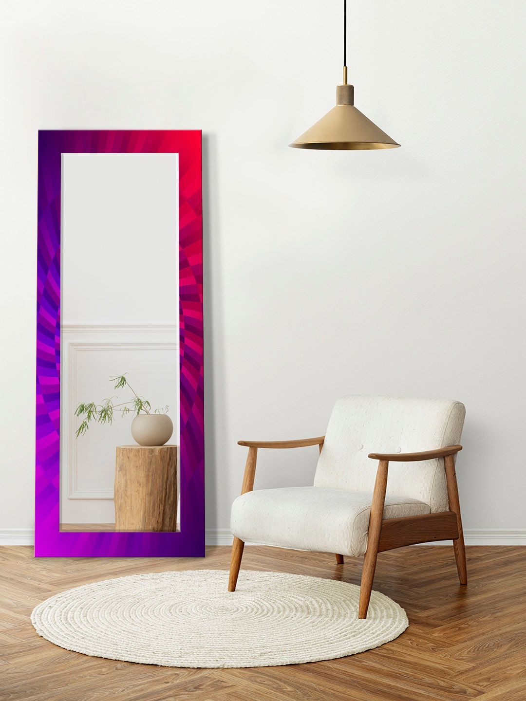 

999Store Purple Printed Rectangle Wall Mirror