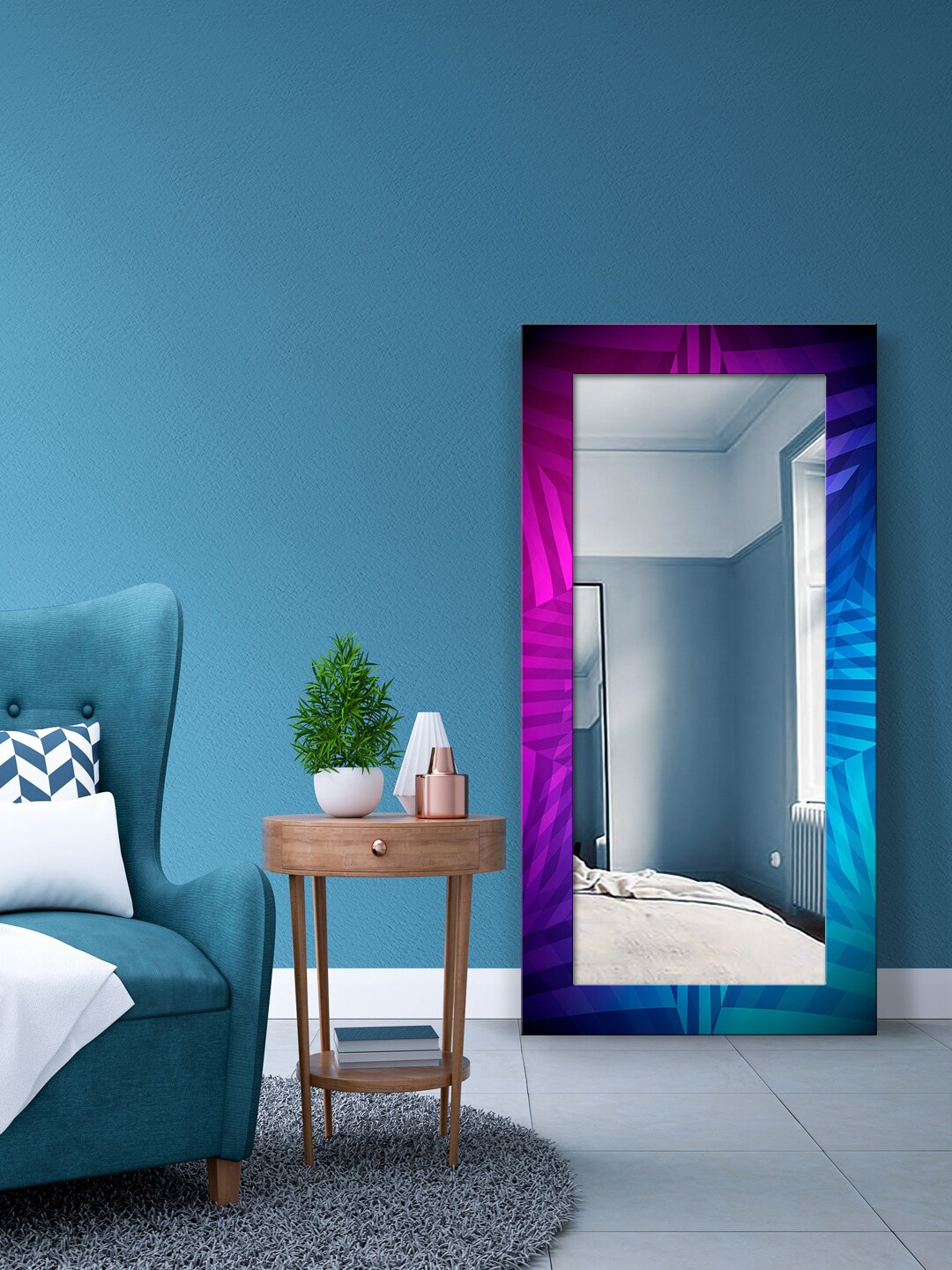 

999Store Blue & Purple Gradient Optical Illusion Design Wall Mirror