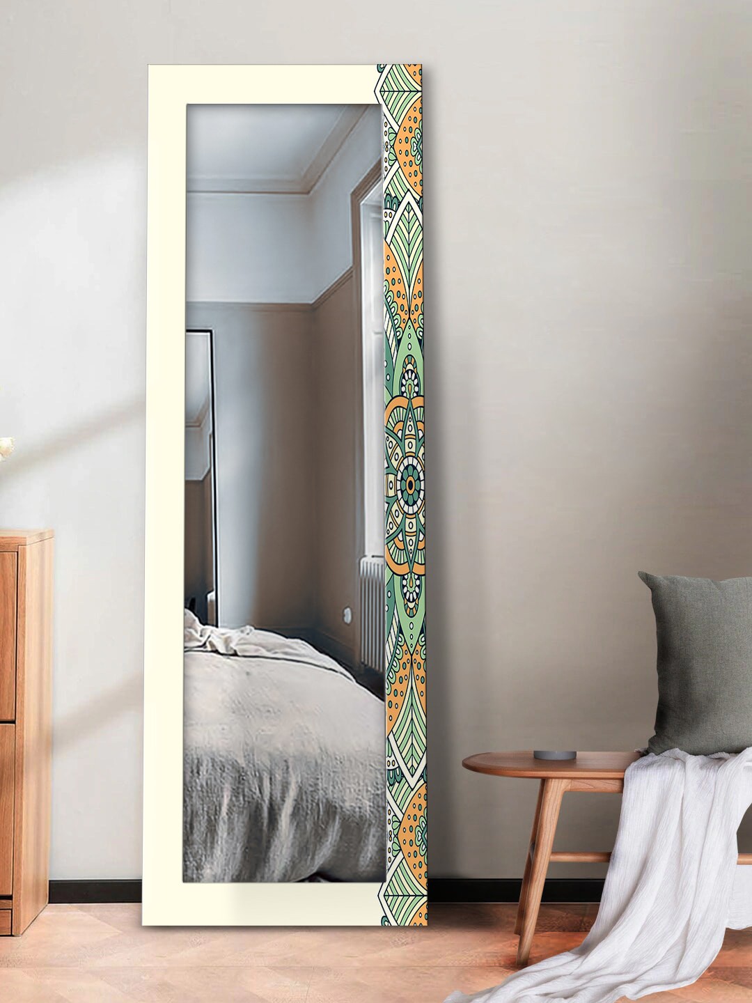 

999Store Green Printed Rectangle Wall Mirror