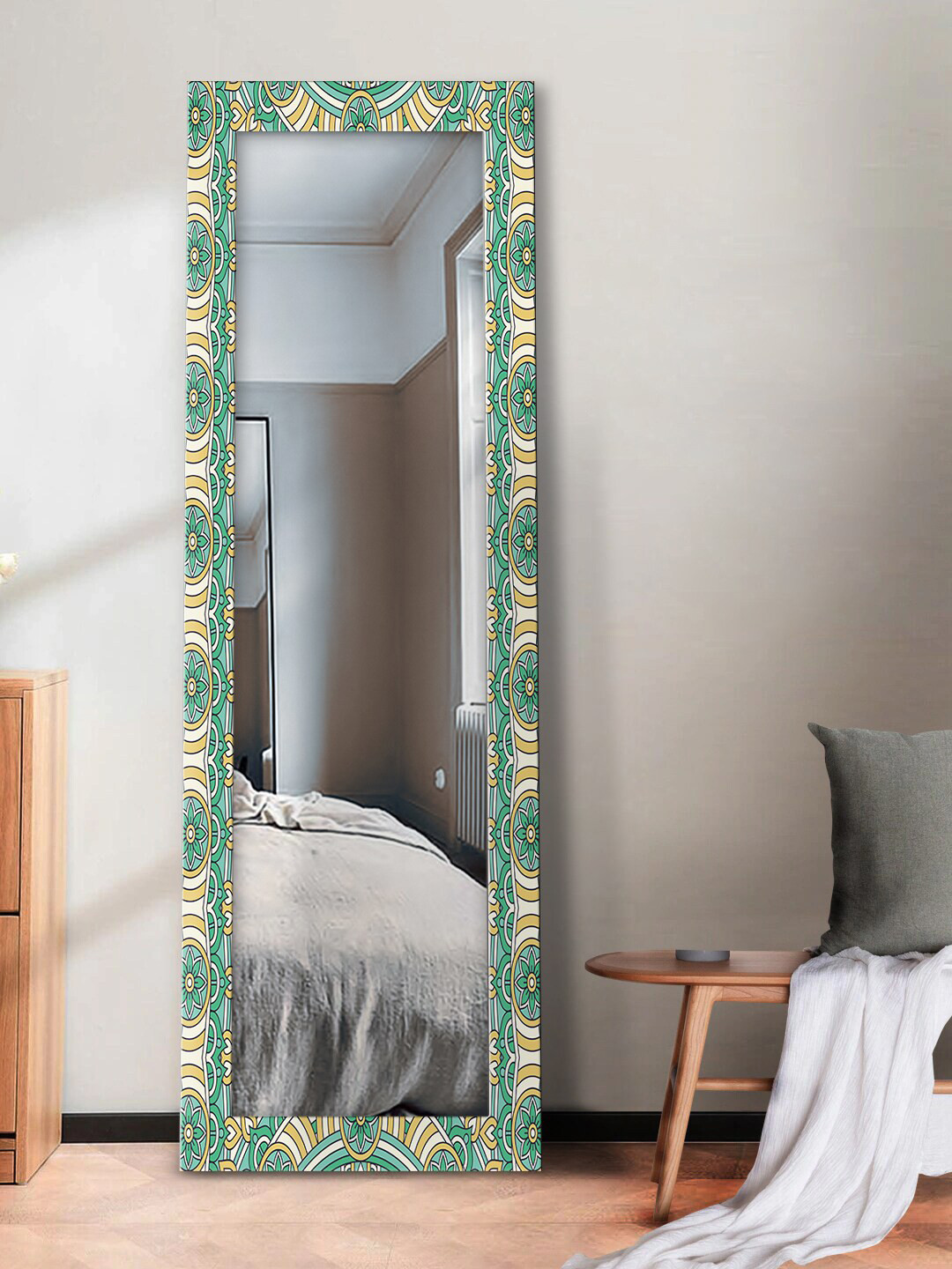 

999Store Green Printed Rectangular Wall Mirrors