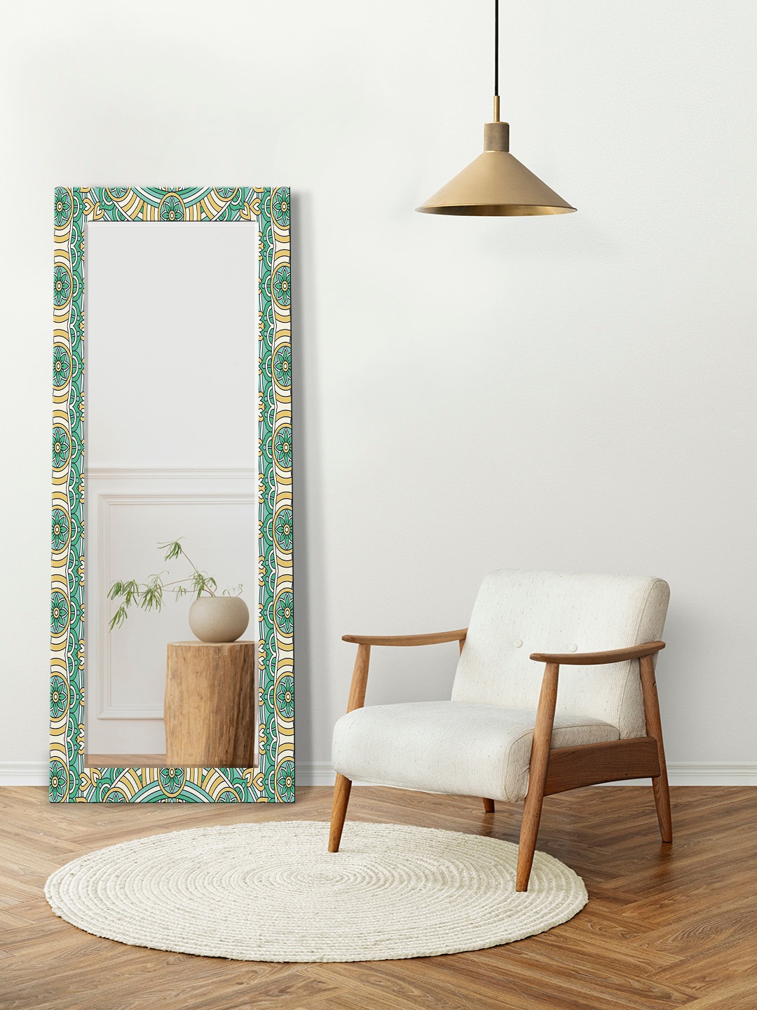 

999Store Green Printed Rectangular Wall Mirrors