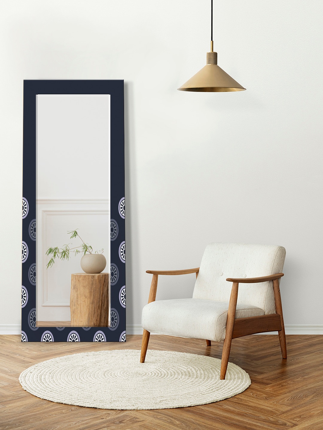 

999Store Black Printed Wall Mirror
