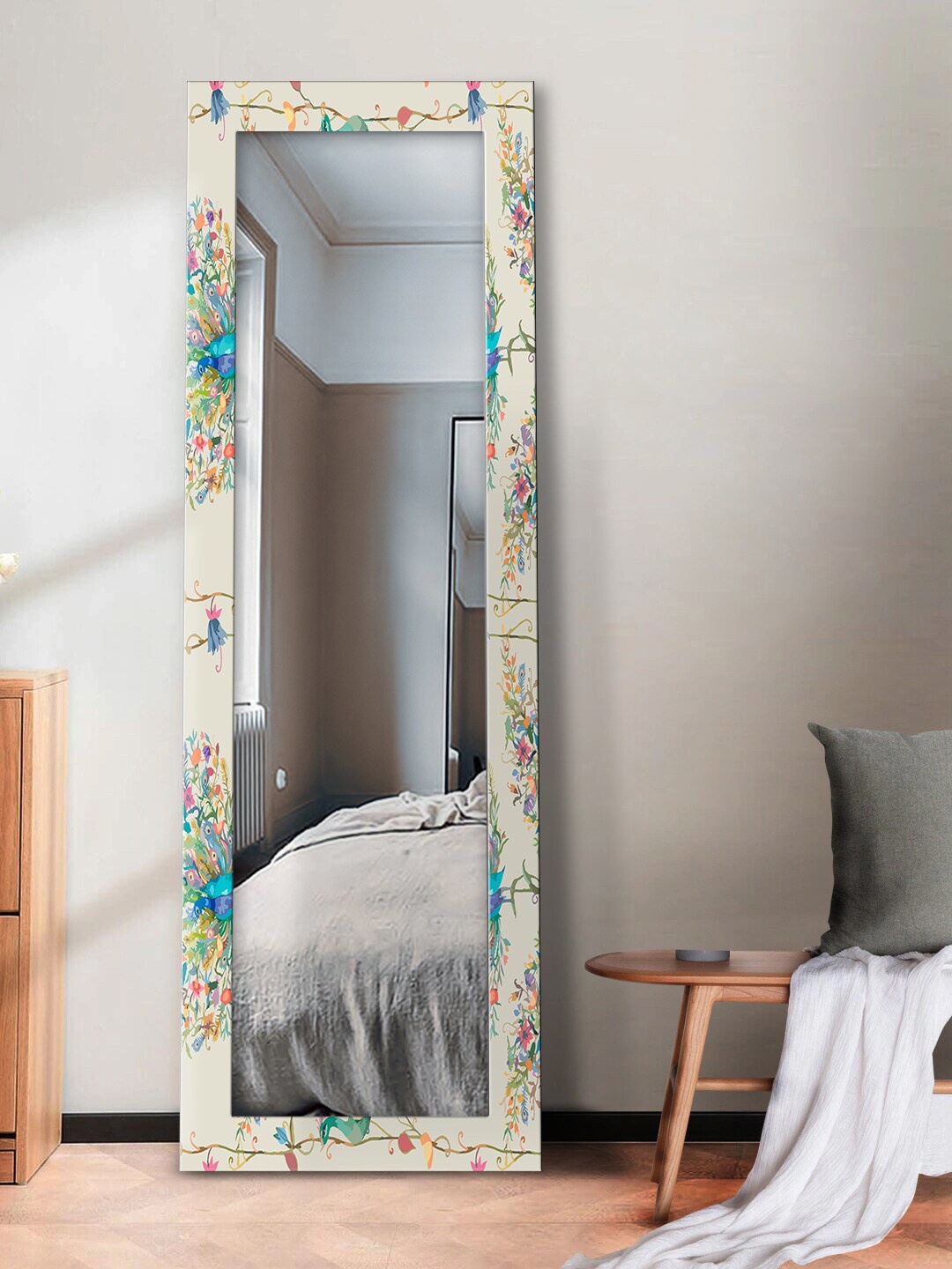 

999Store Grey Printed Wall Mirror