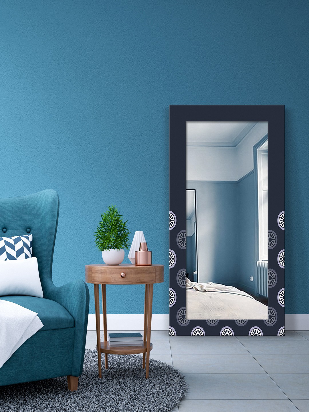 

999Store Black Printed Rectangular Wall Mirrors