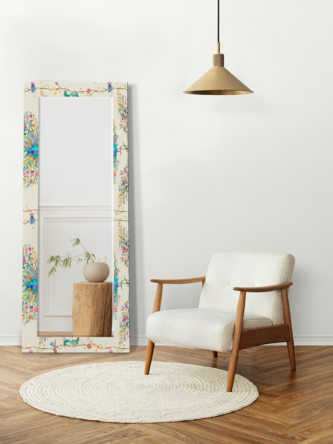 

999Store Grey Printed Rectangle Wall Mirror