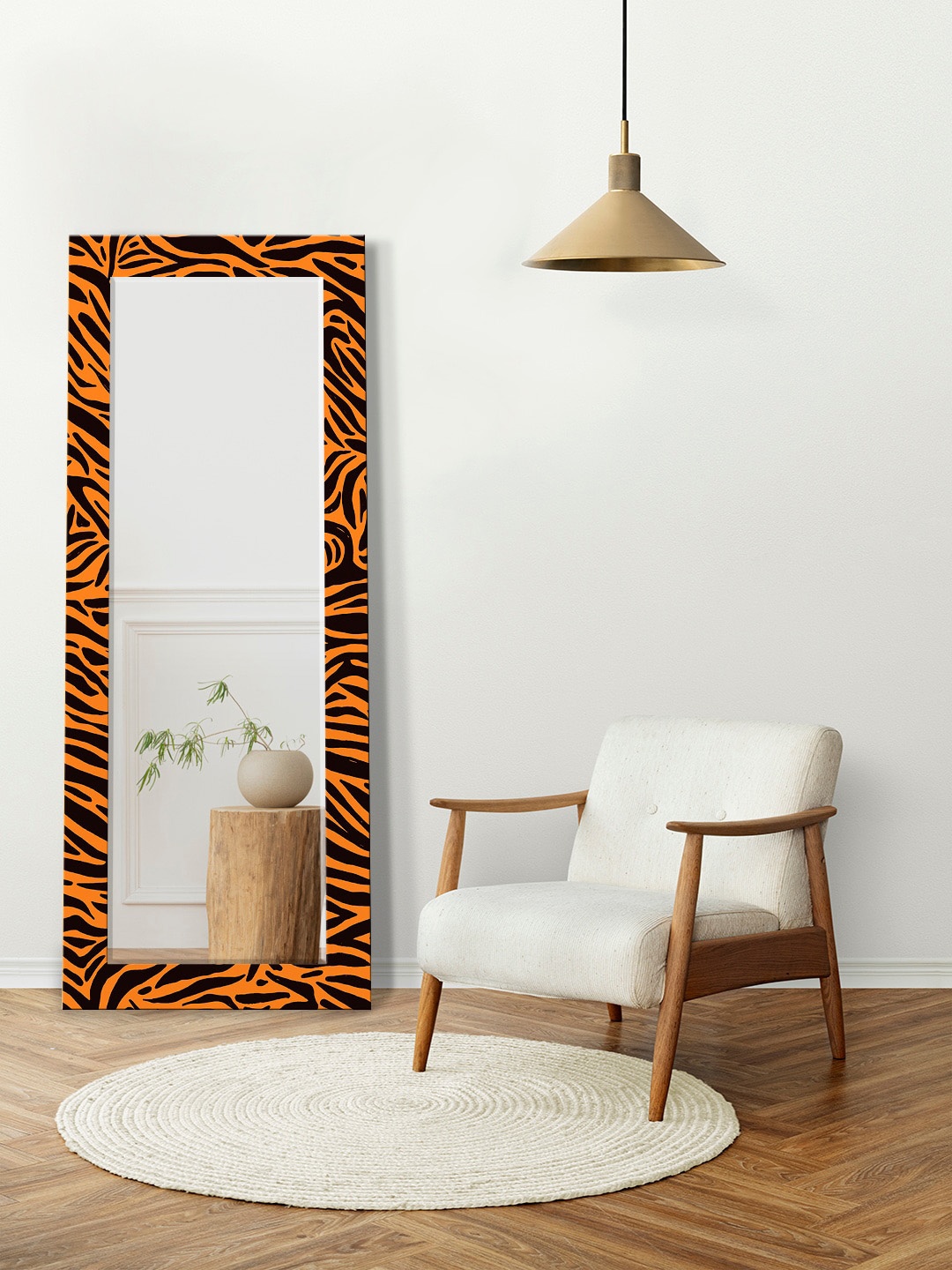 

999Store Brown & Black Zebra Tiger Printed Wall Mirror