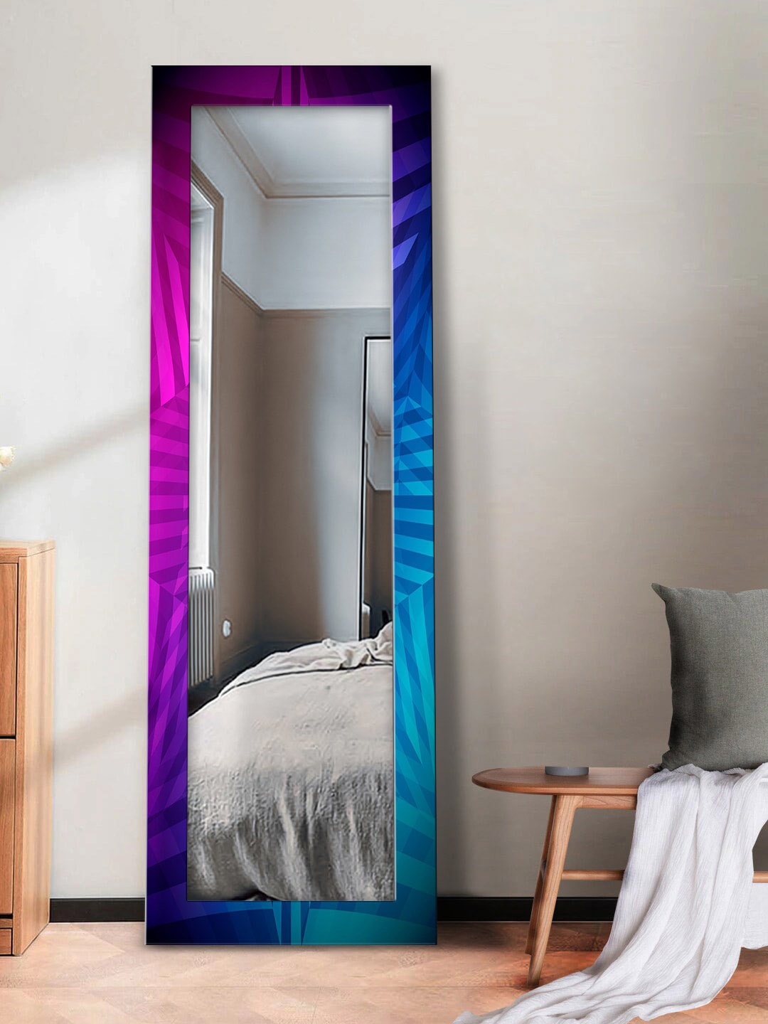 

999Store Blue & Purple Printed Wall Mirror