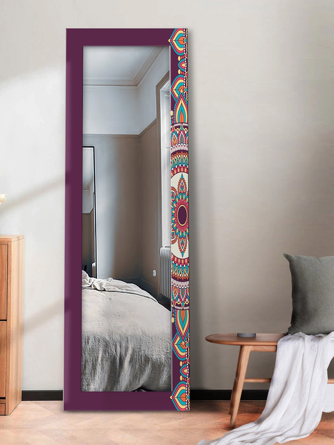 

999Store Maroon Printed Rectangular Wall Mirrors