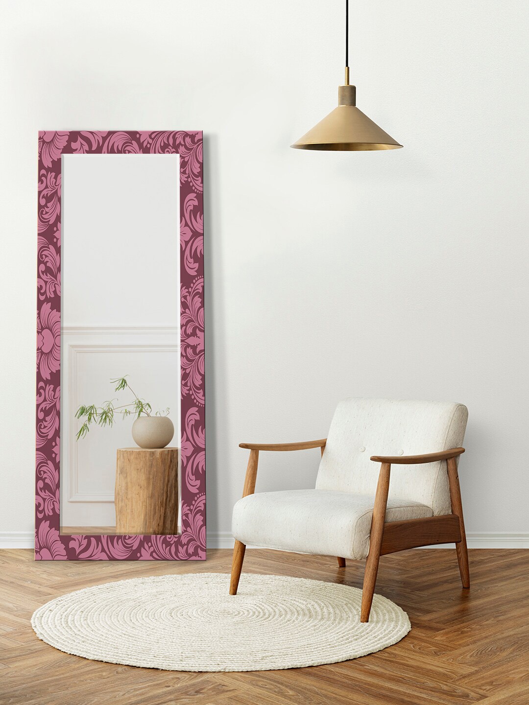 

999Store Mauve Printed Rectangle Wall Mirror
