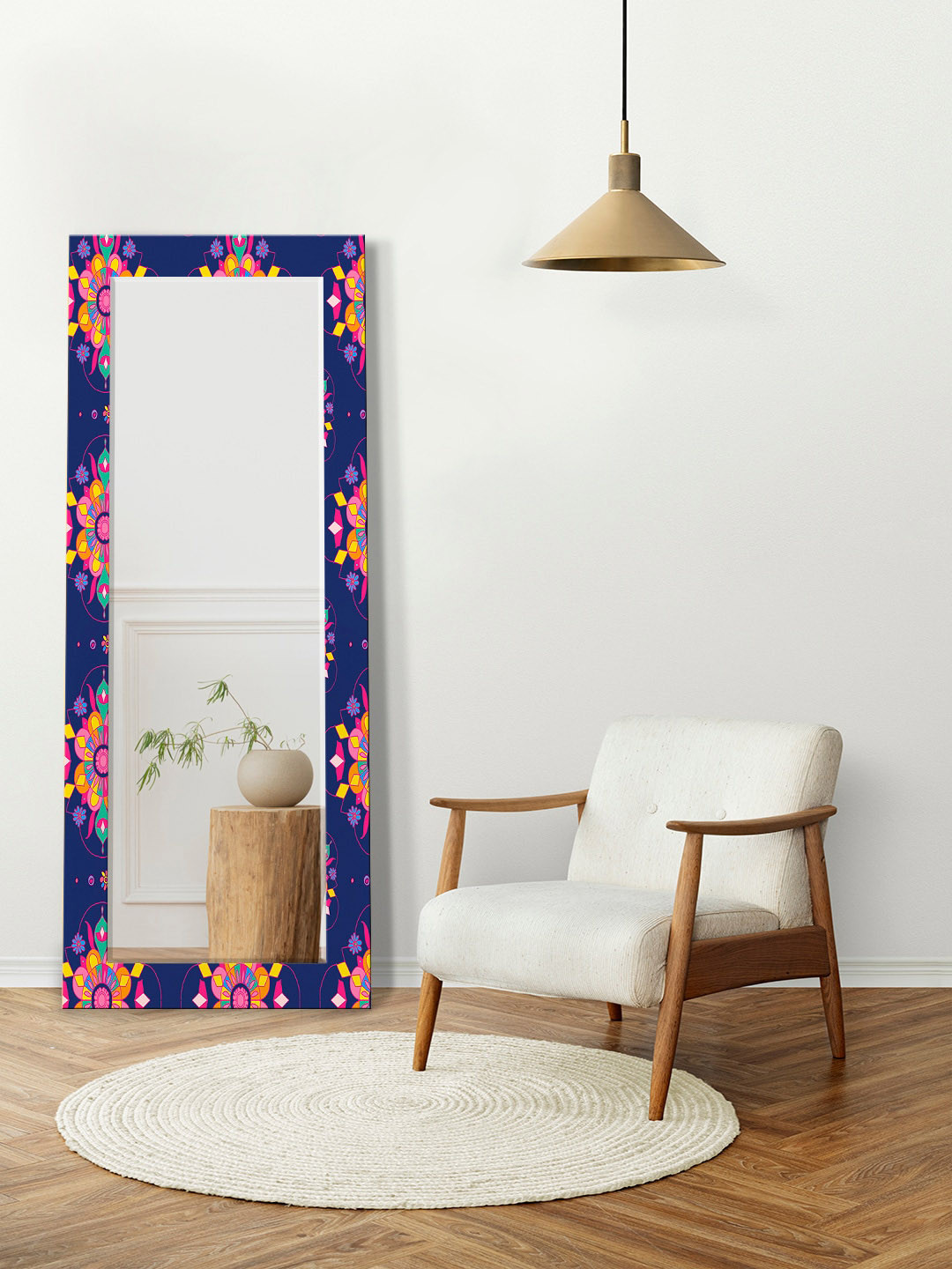 

999Store Blue Printed Floor Mirror