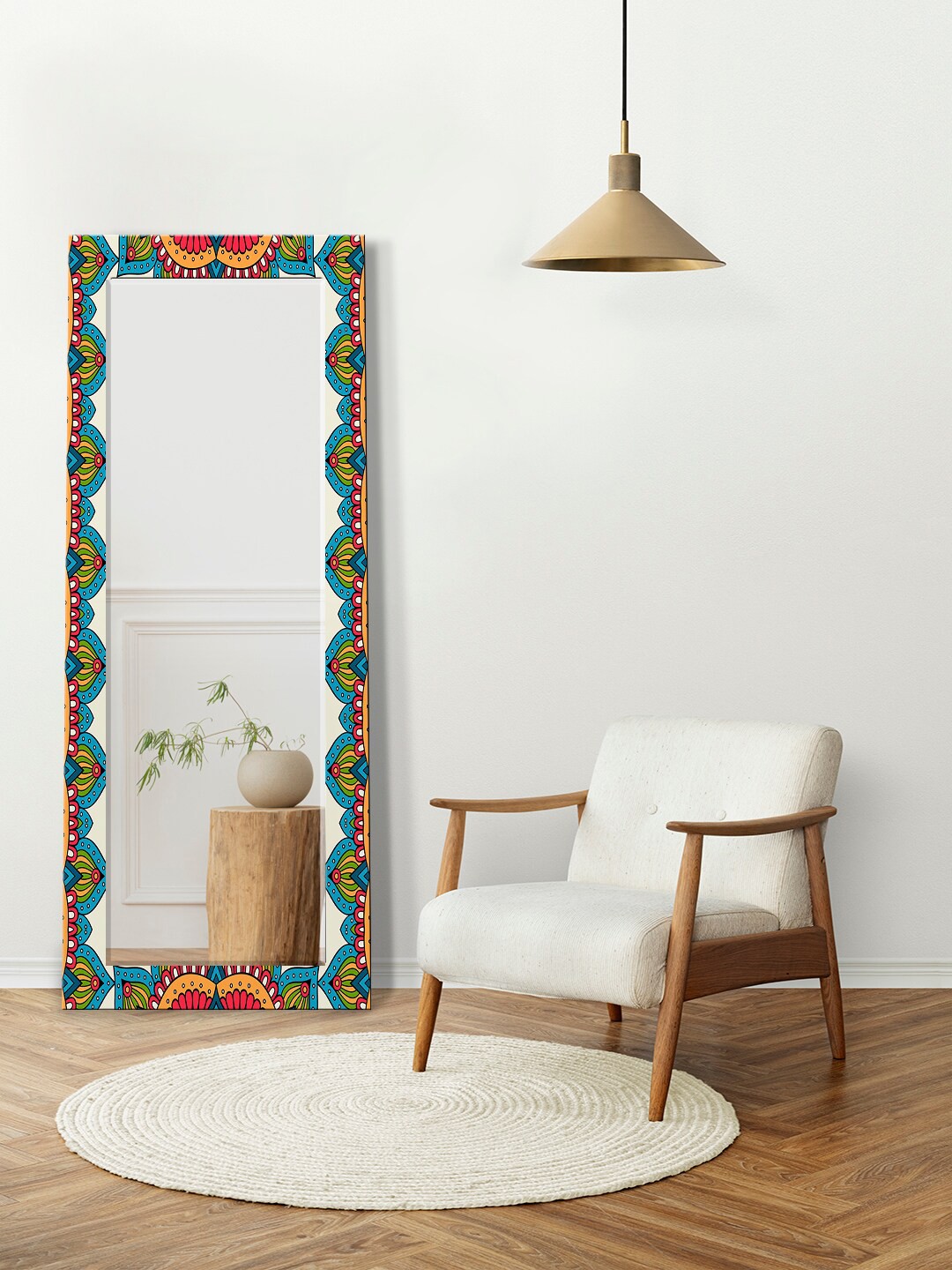 

999Store Red & Green Printed Floor Mirror