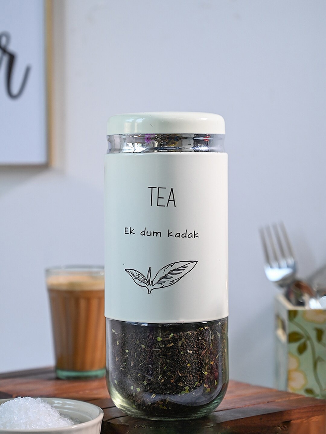 

MARKET99 Off White Printed Glass Storage Jar 850 ml