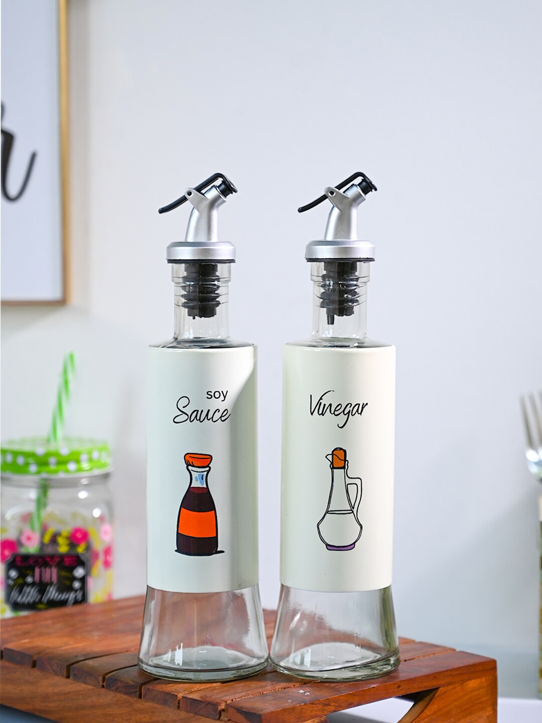 MARKET99 Off White 2-Pieces Vinegar & Soya Dispenser 350 ml