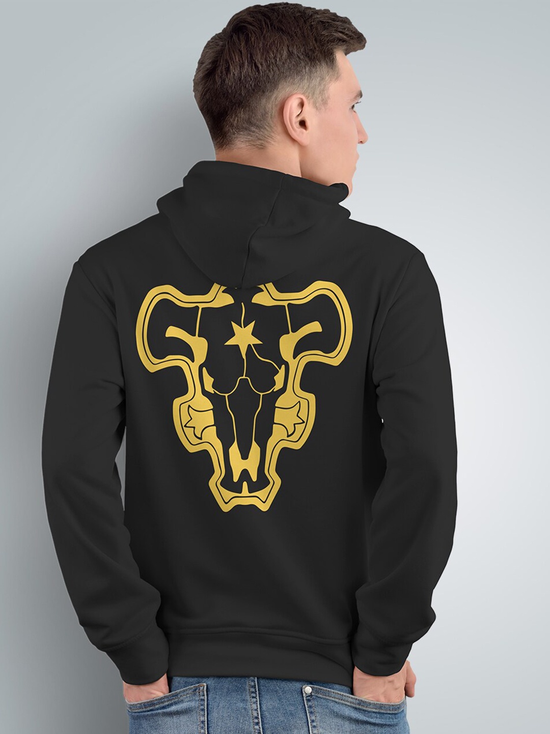 

Crazymonk Asta Black Clover Bulls Printed Anime Hooded Cotton Pullover