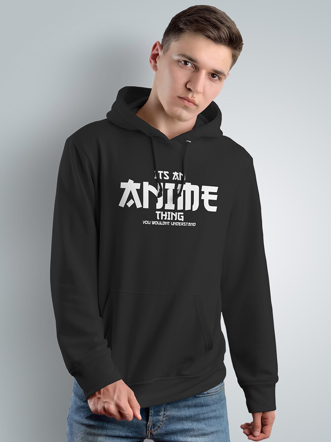 

Crazymonk It's Anime Thing Anime Hooded Cotton Sweatshirt, Black