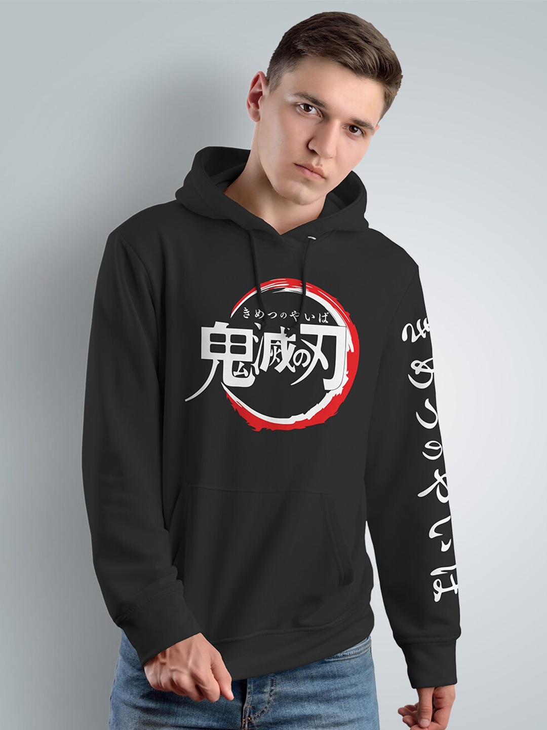 

Crazymonk Demon Slayer Anime Hooded Cotton Sweatshirt, Black