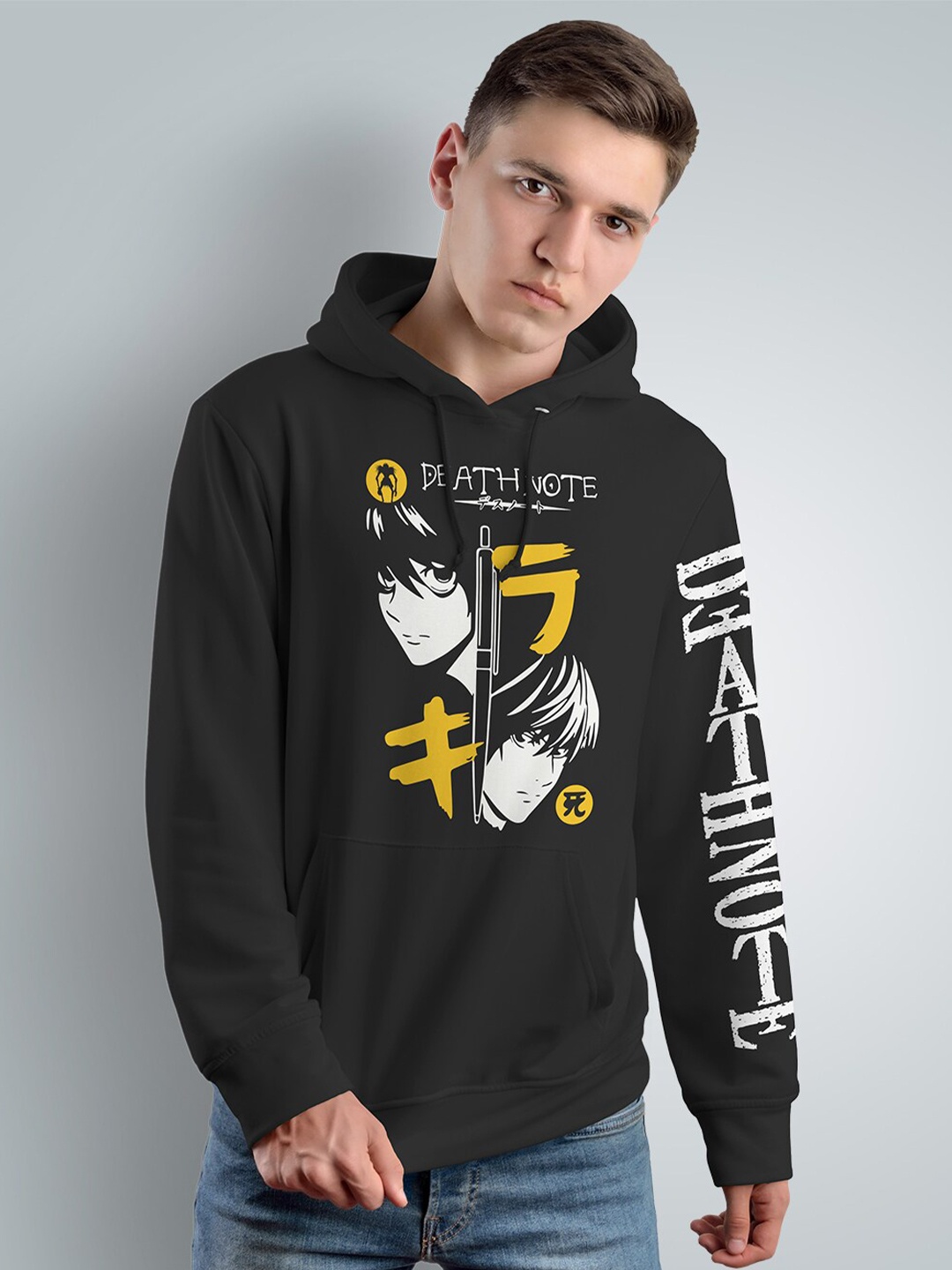 

Crazymonk Death Note Printed Anime Hooded Cotton Sweatshirt, Black